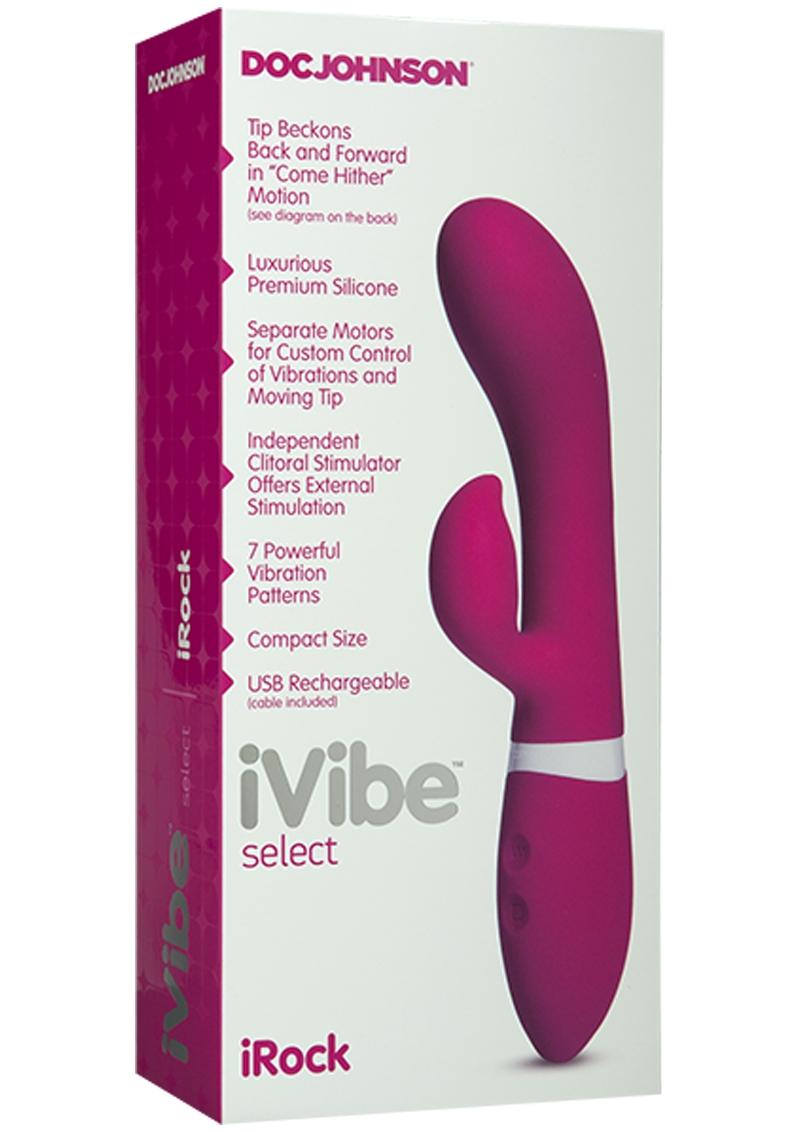 iVibe Select Silicone iRock USB Rechargeable Rabbit Vibe Waterproof Pink 8 Inch