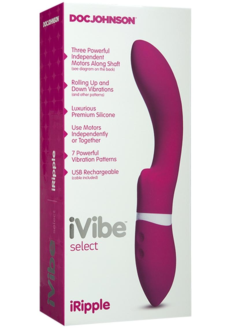 Vibrador iVibe Select de silicona iRipple recargable por USB, resistente al agua, color rosa, 9 pulgadas