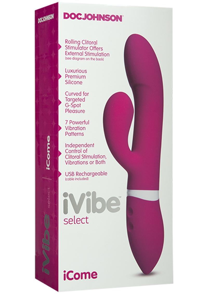 iVibe Select Silicone iCome USB Rechargeable Rabbit Vibe Waterproof Pink 9 Inch