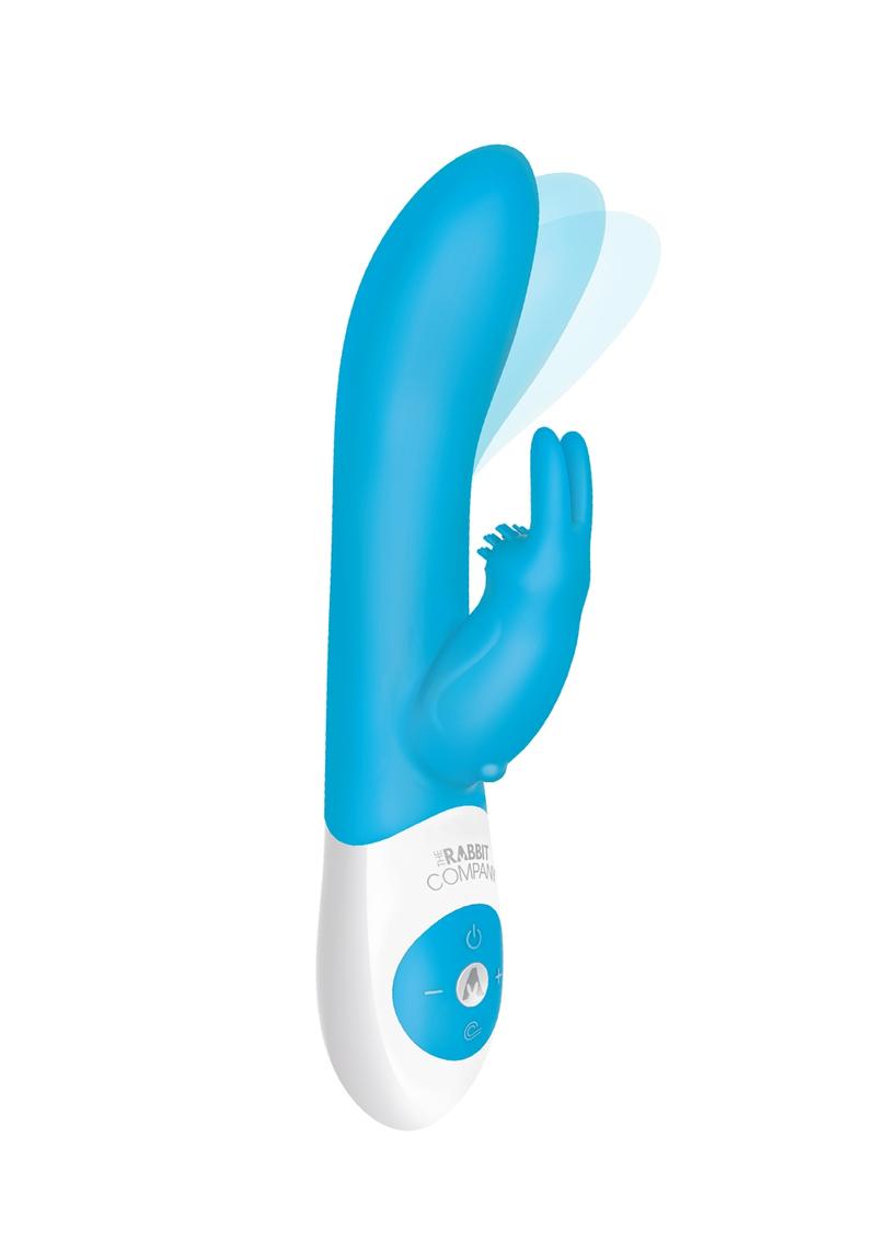 Vibrador de silicona Come Hither Rabbit XL de The Rabbit Company, color azul