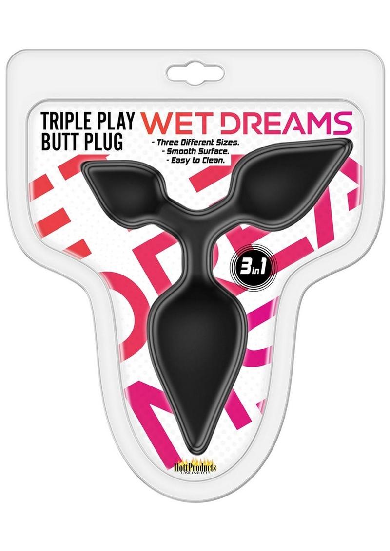 Tapón anal negro de triple juego Wet Dreams