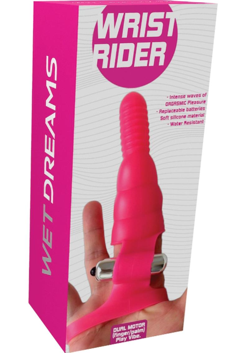 Wet Dreams Wrist Rider Dual Motor Silicone Finger/Palm Play Vibe Water Resistant Pink