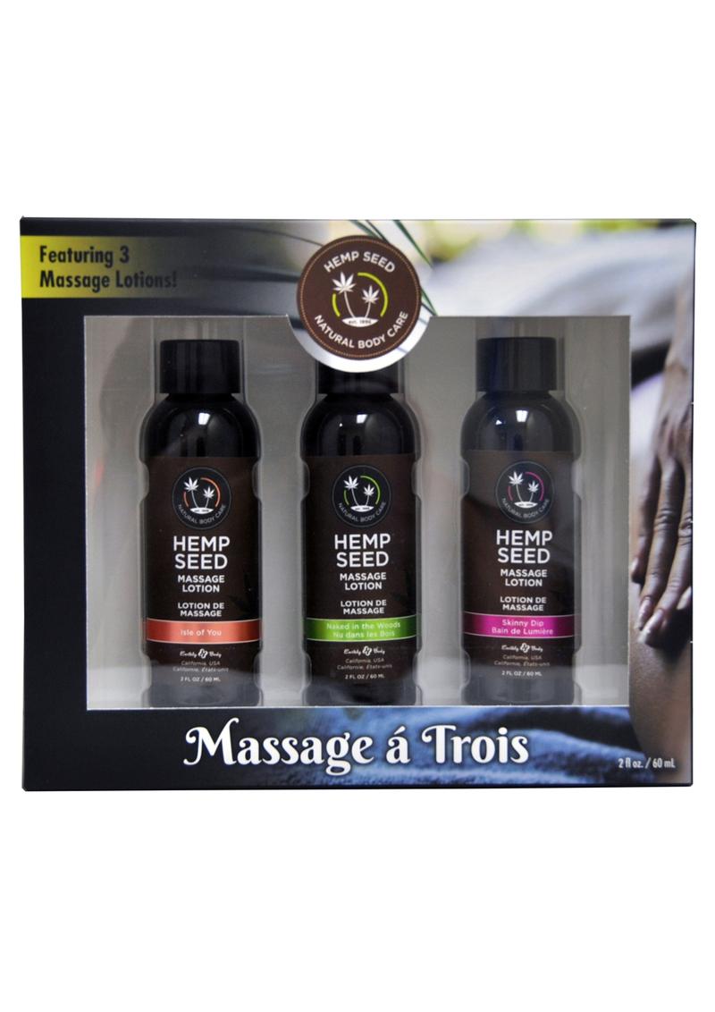 Hemp Seed Natural Body Care Massage A Trois Lotion Gift Set