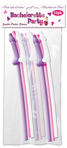 "Bachelorette Party Jumbo Flexy Pecker Straws 10 Pack HTP2501"