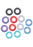 The 9's Baller`s Dozen Cock Rings Assorted Colors 12 Individually Wrapped Per Box