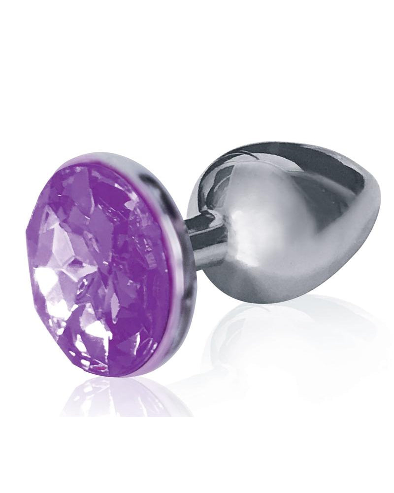 Dilatación redonda con gemas violetas de acero inoxidable de 2,8 pulgadas con diseño de plata de ley