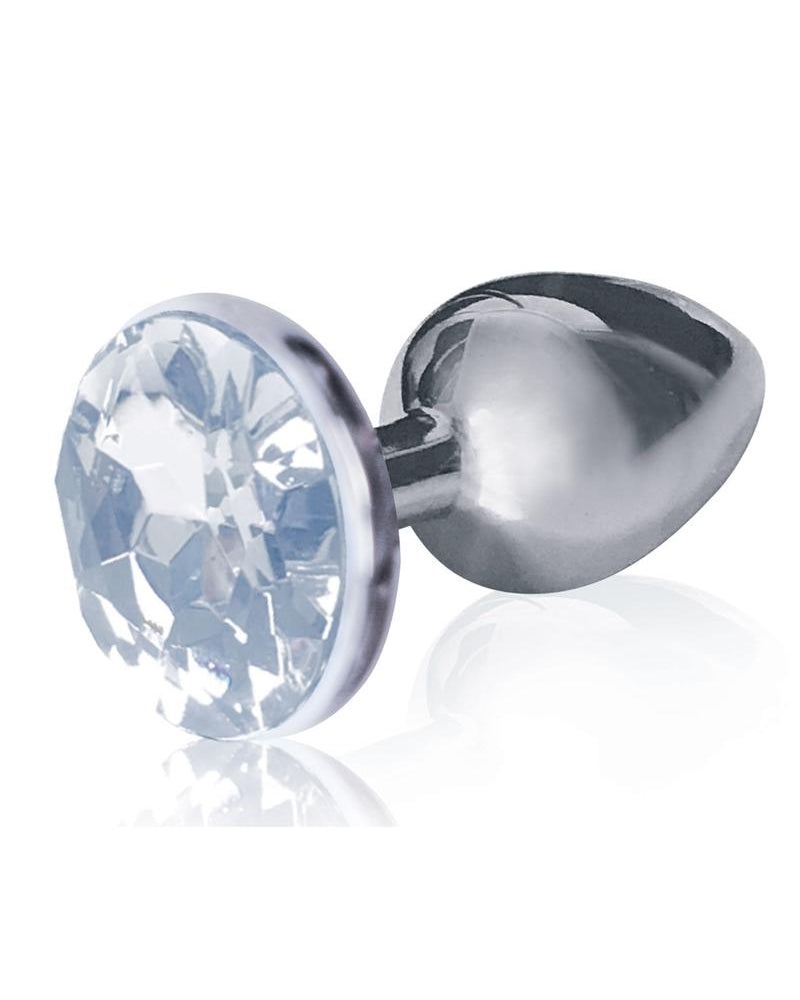 Tapón de acero inoxidable transparente con forma redonda y joya de 2,8 pulgadas de The Silver Starter
