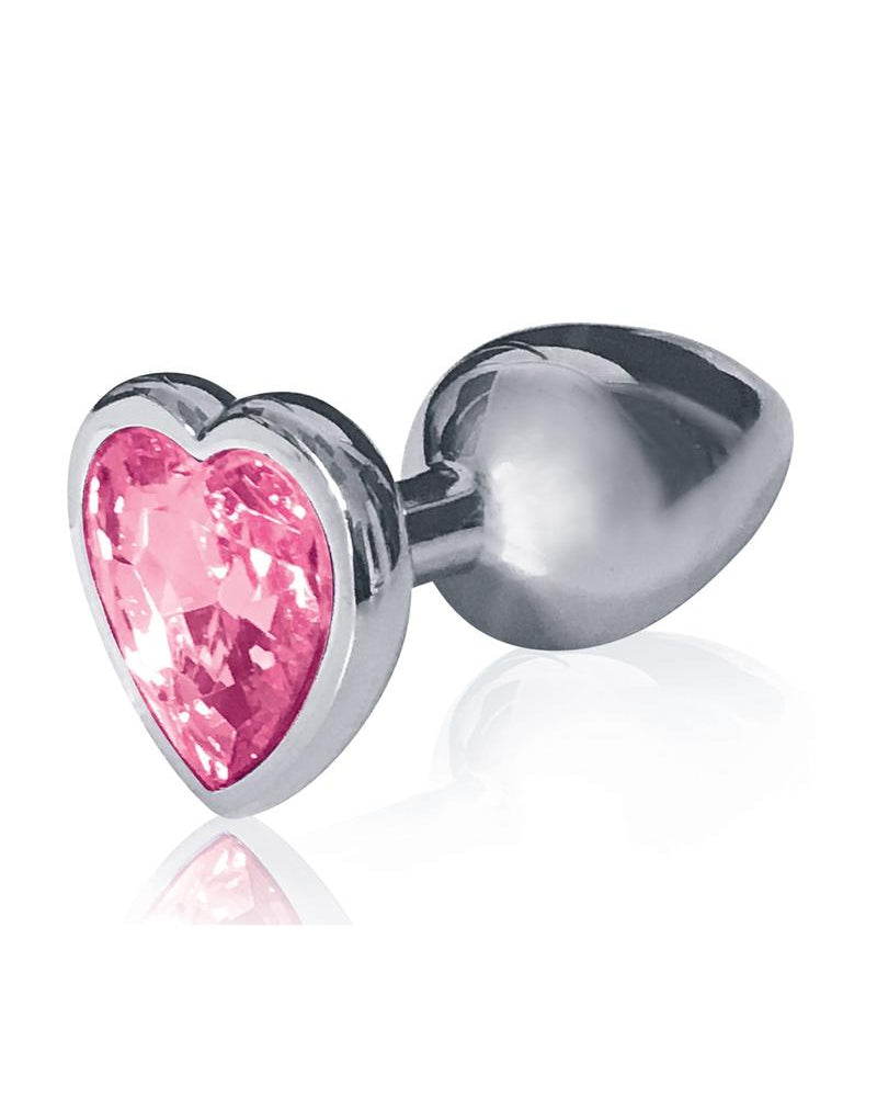 Plug de acero inoxidable con forma de corazón y joyas de color rosa de 2,8 pulgadas de The Silver Starter