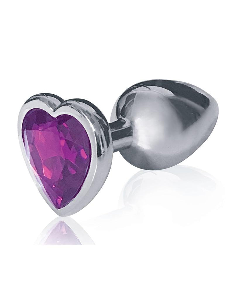 Plug de acero inoxidable con forma de corazón y joyas de 2,8 pulgadas de color violeta