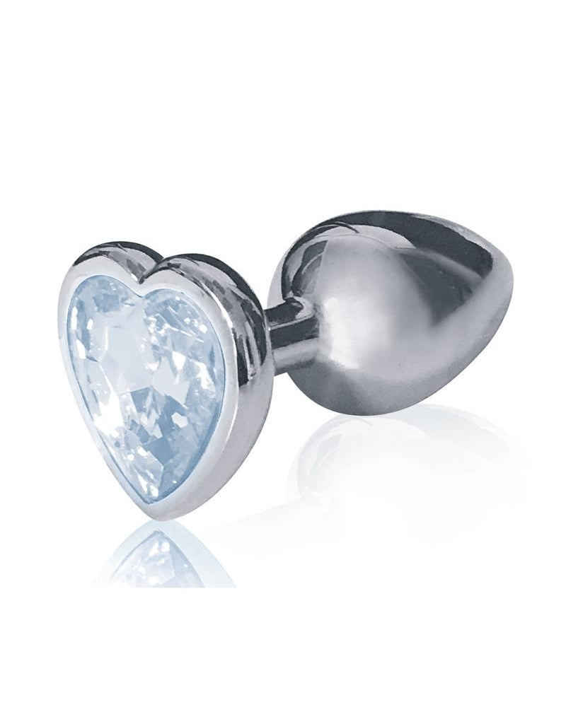 Tapón de acero inoxidable transparente con forma de corazón y joyas de 2,8 pulgadas de The Silver Starter