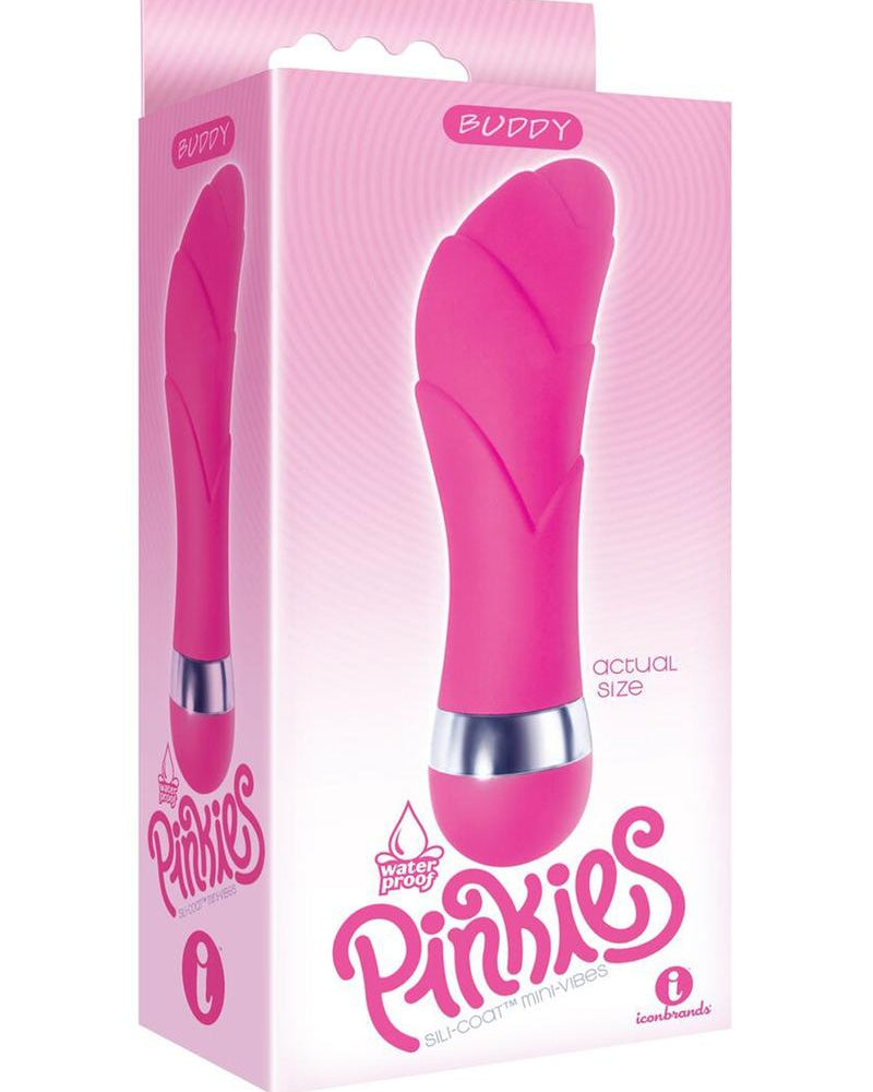 Mini vibrador de silicona Pinkies Buddy, resistente al agua, color rosa, 4,5 pulgadas
