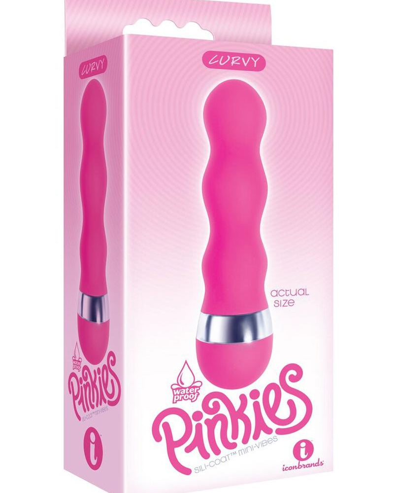 Mini vibrador de silicona Pinkies Curvy, resistente al agua, color rosa, 4 pulgadas