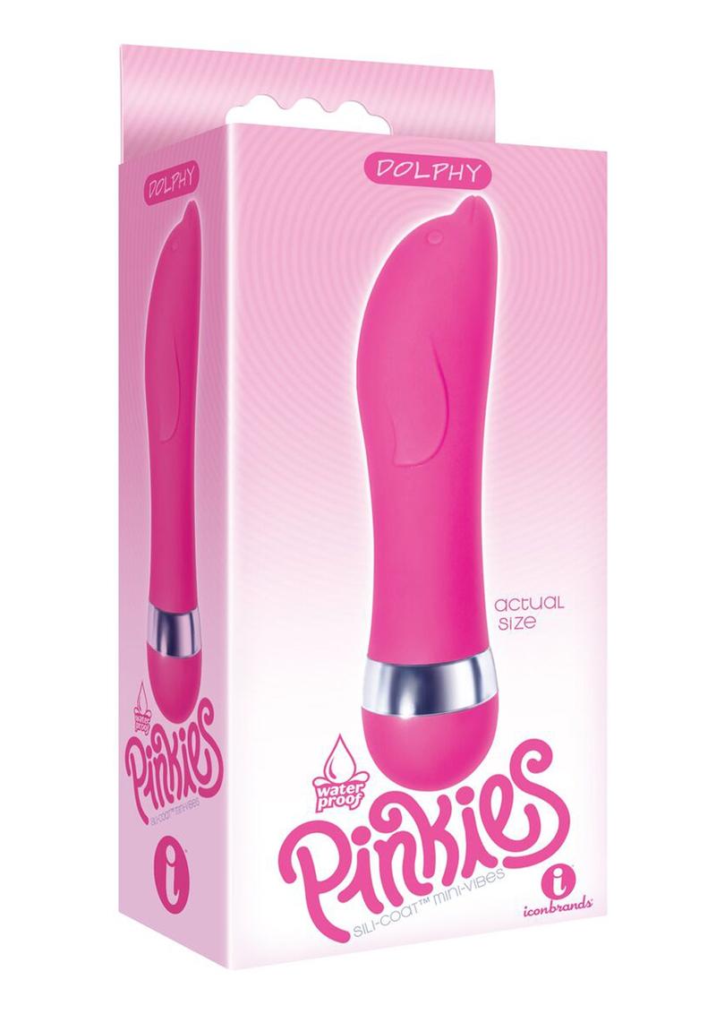 Mini vibrador de silicona Pinkies Dolphy, resistente al agua, color rosa, 4,5 pulgadas