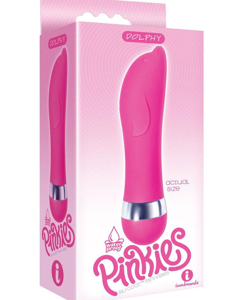 Mini vibrador de silicona Pinkies Dolphy, resistente al agua, color rosa, 4,5 pulgadas