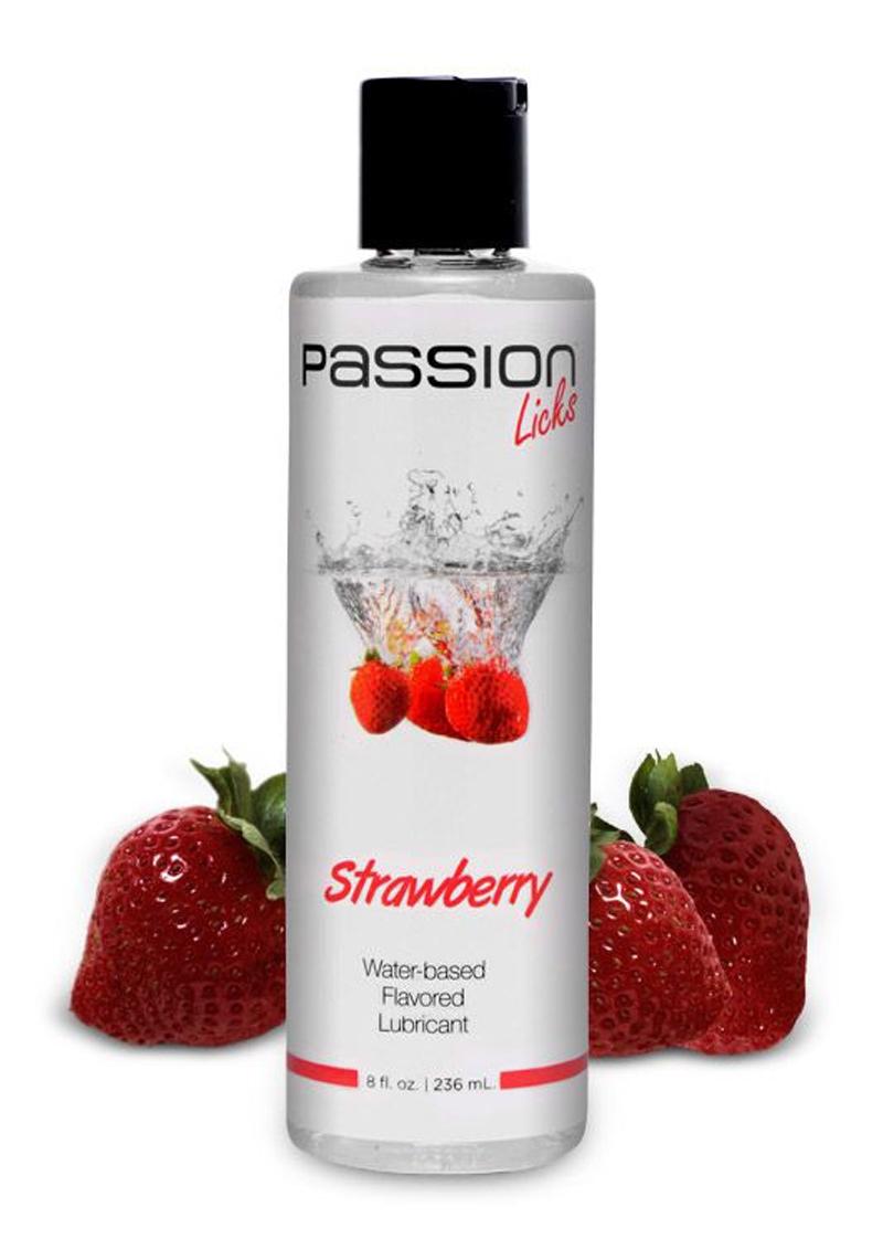 Lubricante a base de agua con sabor a fresa Passion Licks, 8 onzas