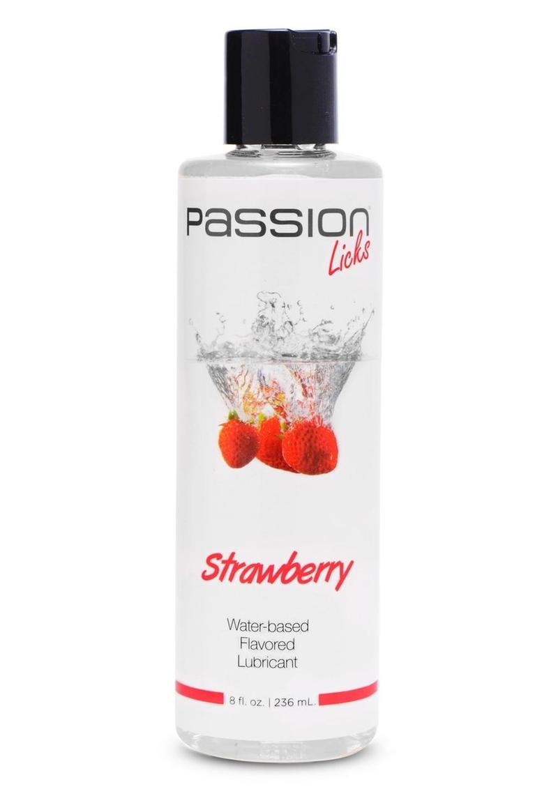 Lubricante a base de agua con sabor a fresa Passion Licks, 8 onzas