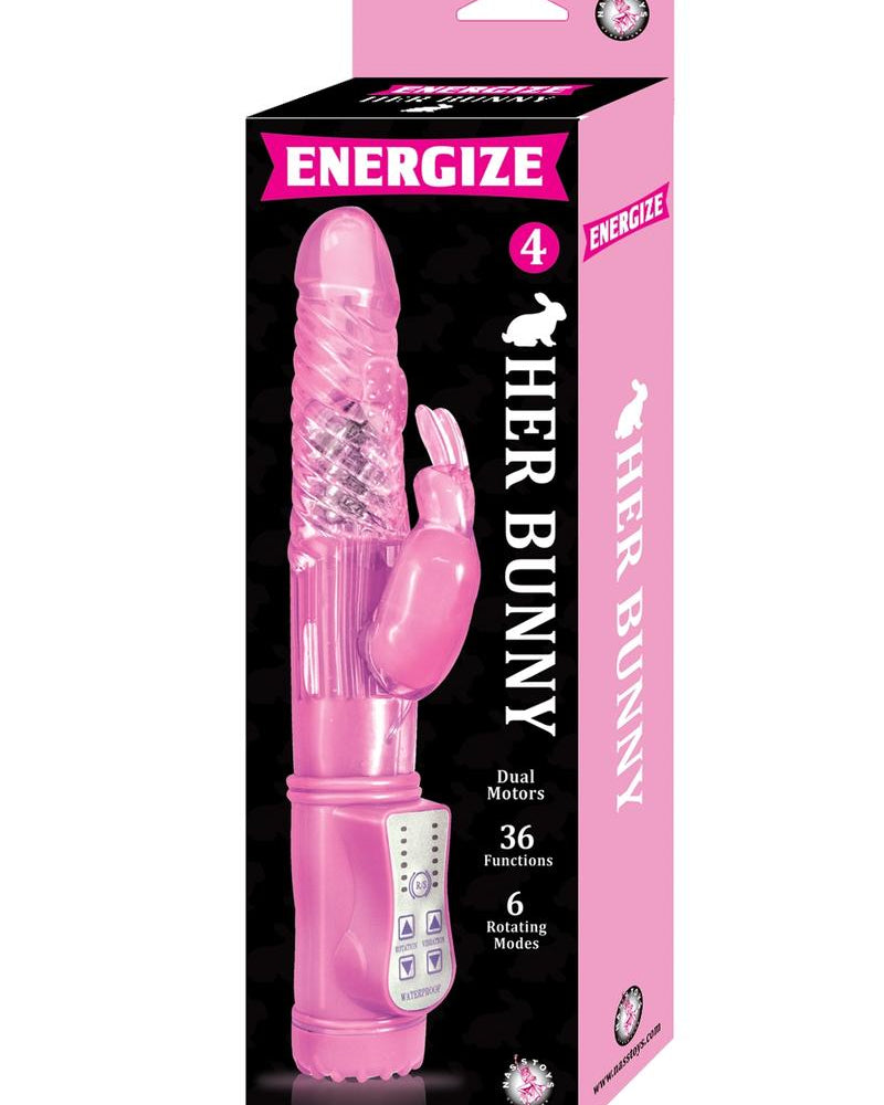 Energize Her Bunny 04 Dual Motor Rotating Rabbit Vibe Waterproof Pink 9 inch