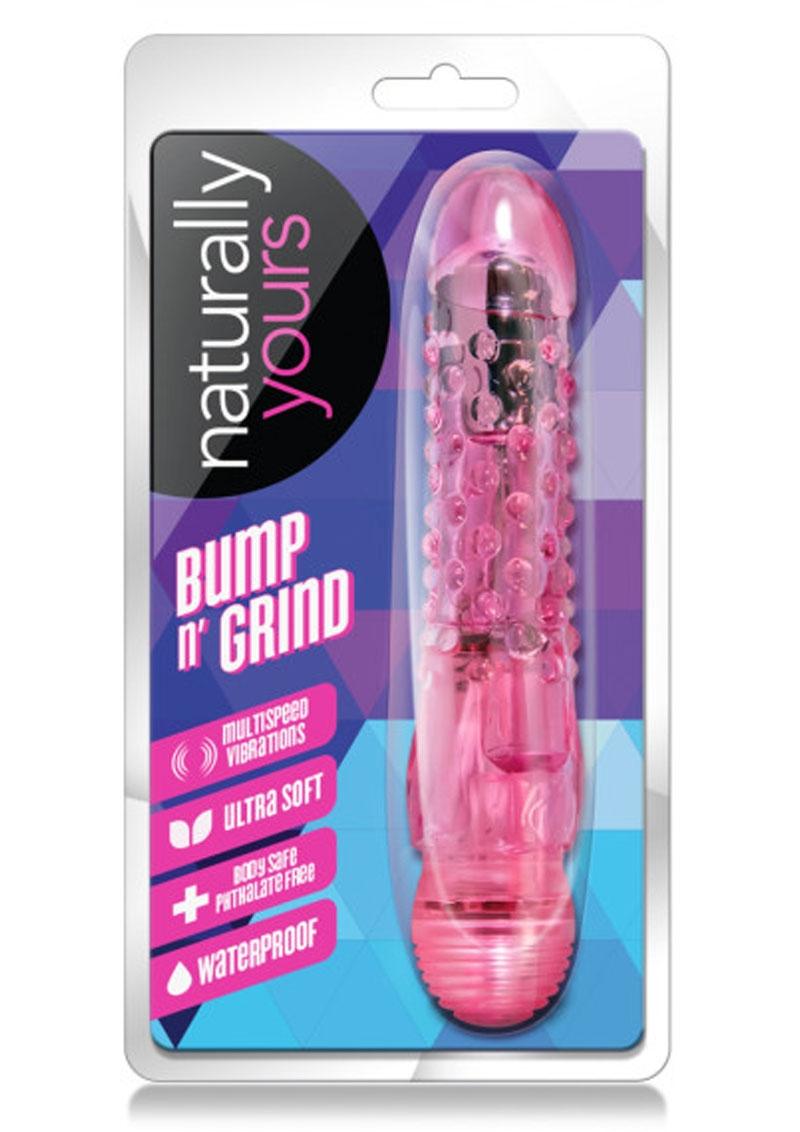 Consolador de gelatina Bump N Grind de Naturally Yours, resistente al agua, color rosa, 6,25 pulgadas