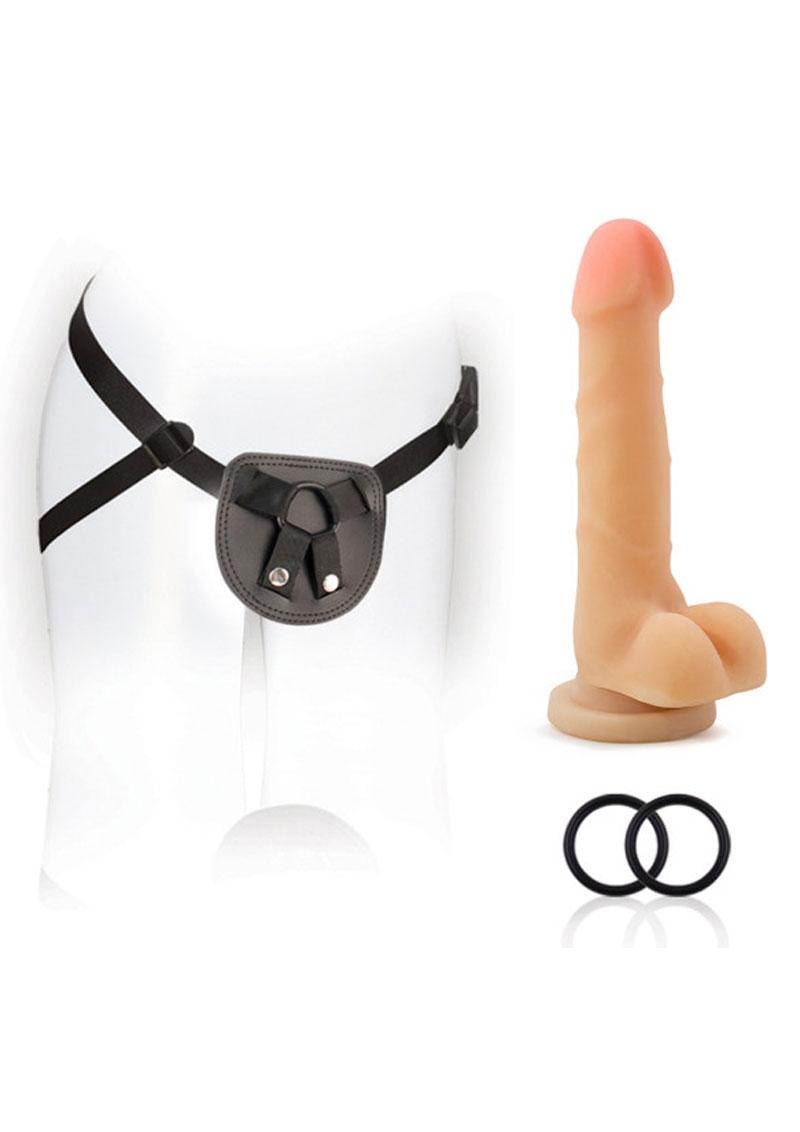 Kit de arnés negro SX For You con pene realista y suave color carne de 7 pulgadas