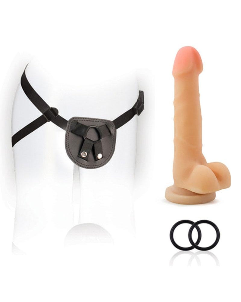 SX For You Black Harness Kit With Soft Realistic Cock Flesh 7 Inch