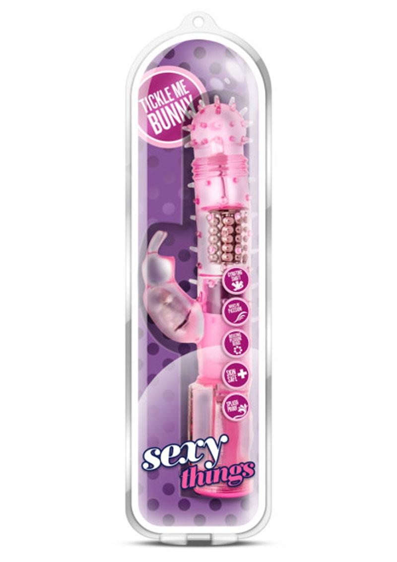 Vibrador de conejito Sexy Things Tickle Me, resistente al agua, color rosa, 8,5 pulgadas