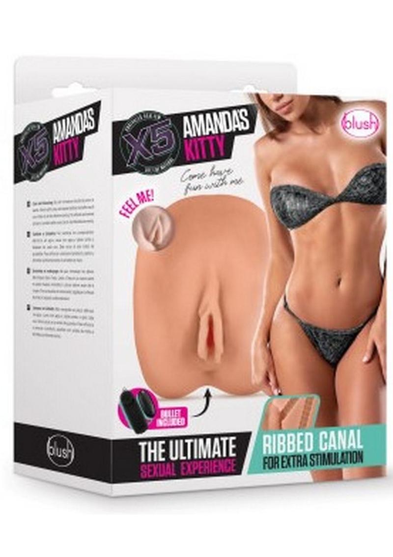 X5 Latin Collection Amanda`s Kitty Realistic Vagina Masturbator Brown 6.25 Inch