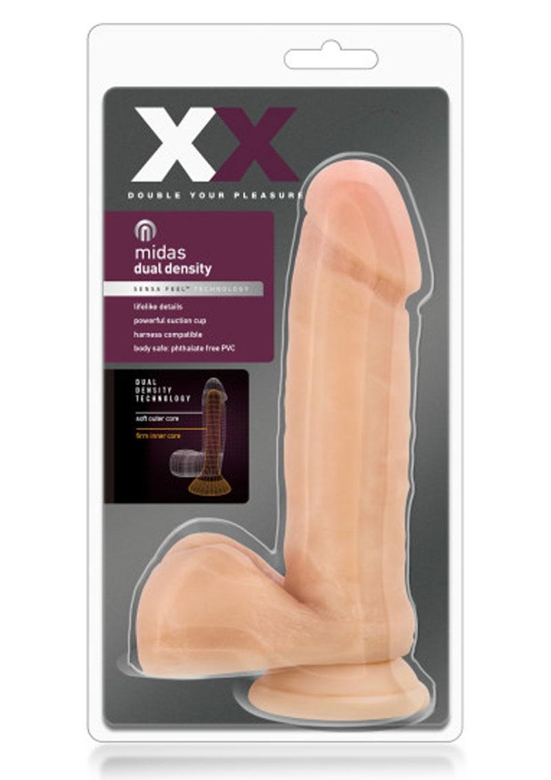 XX Midas Realistic Dildo With Balls Beige 8 Inch