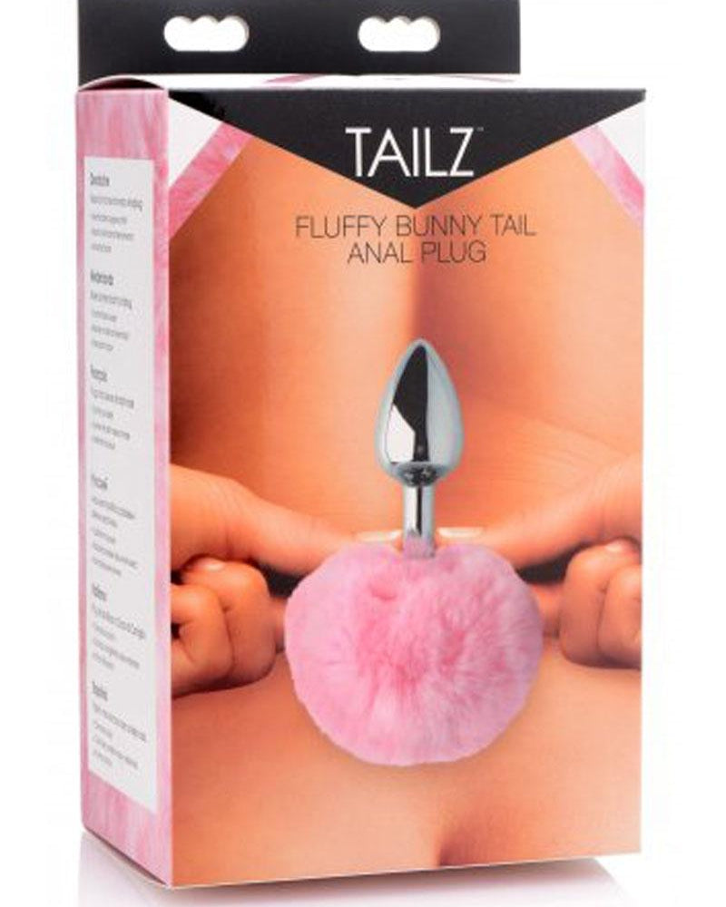 Tailz Fluffy Bunny Tail Anal Plug Pink And Silver