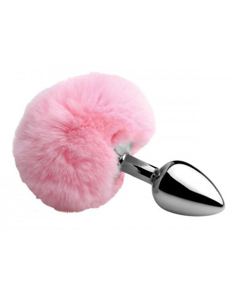 Tailz Fluffy Bunny Tail Anal Plug Pink And Silver