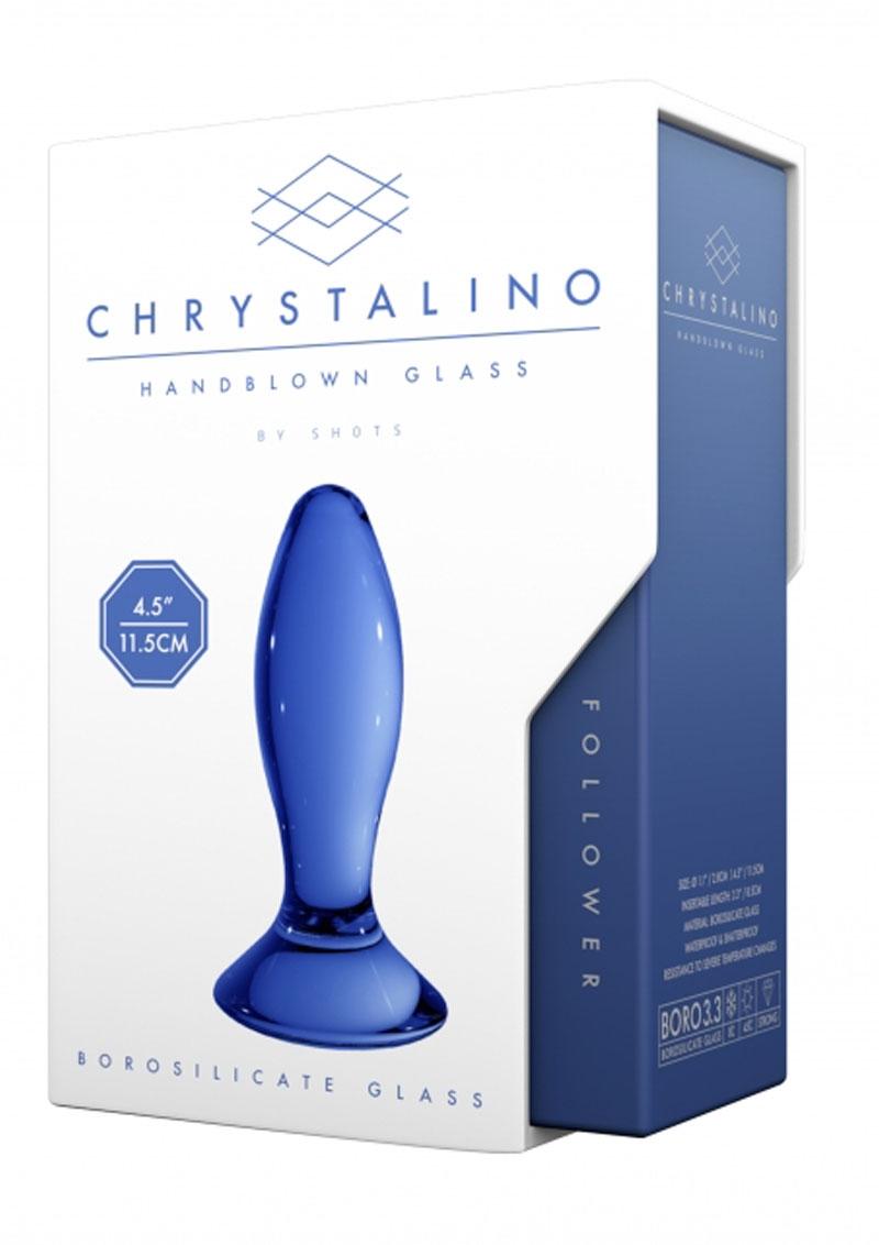 Chrystalino Follower Glass Anal Plug Waterproof Blue 4.5 Inch