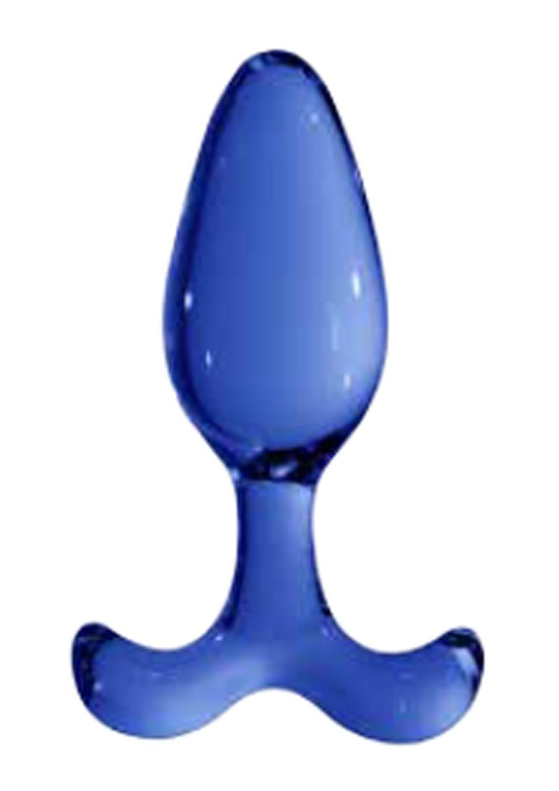 Chrystalino Expert Handblown Borosilicate Glass Butt Plug Waterproof Blue 4.5 Inch