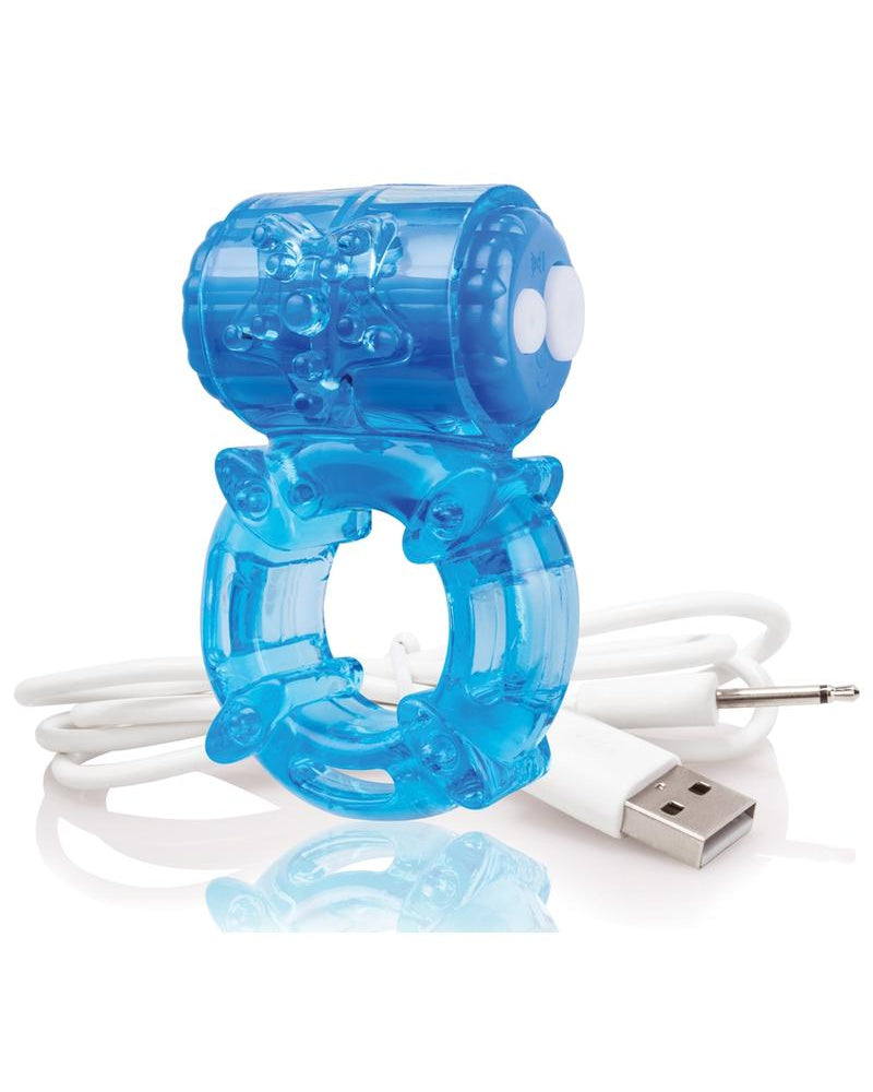Charged BigO Rechargeable Vibe Ring Waterproof Cockring Blue