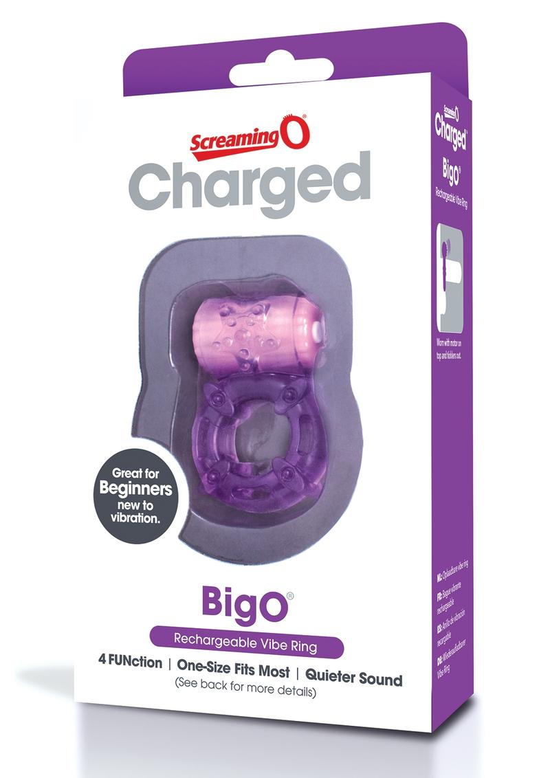 Charged BigO Rechargeable Vibe Ring Waterproof Cockring Purple