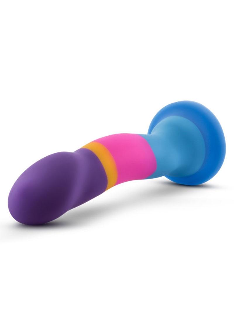 Avant D1 Platinum Cured Silicone Dildo Purple Yellow Pink And Blue 7.5 Inch