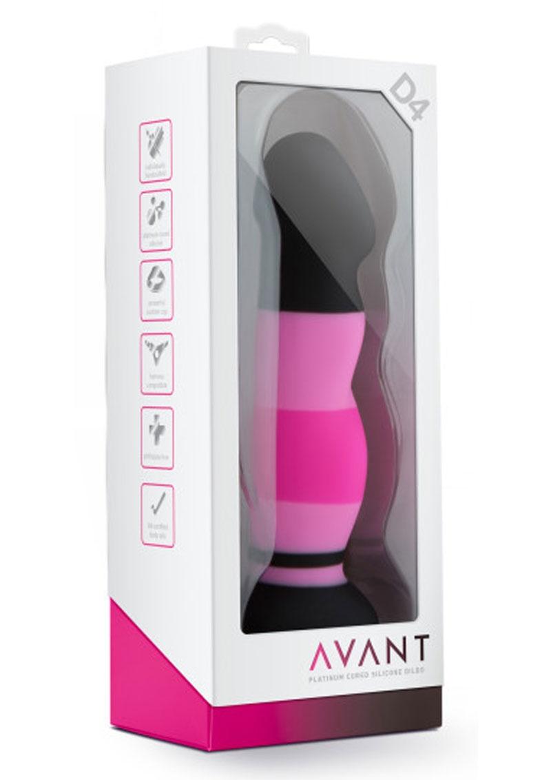 Avant D4 Platinum Cured Silicone Dildo Black And Pink 8 Inch