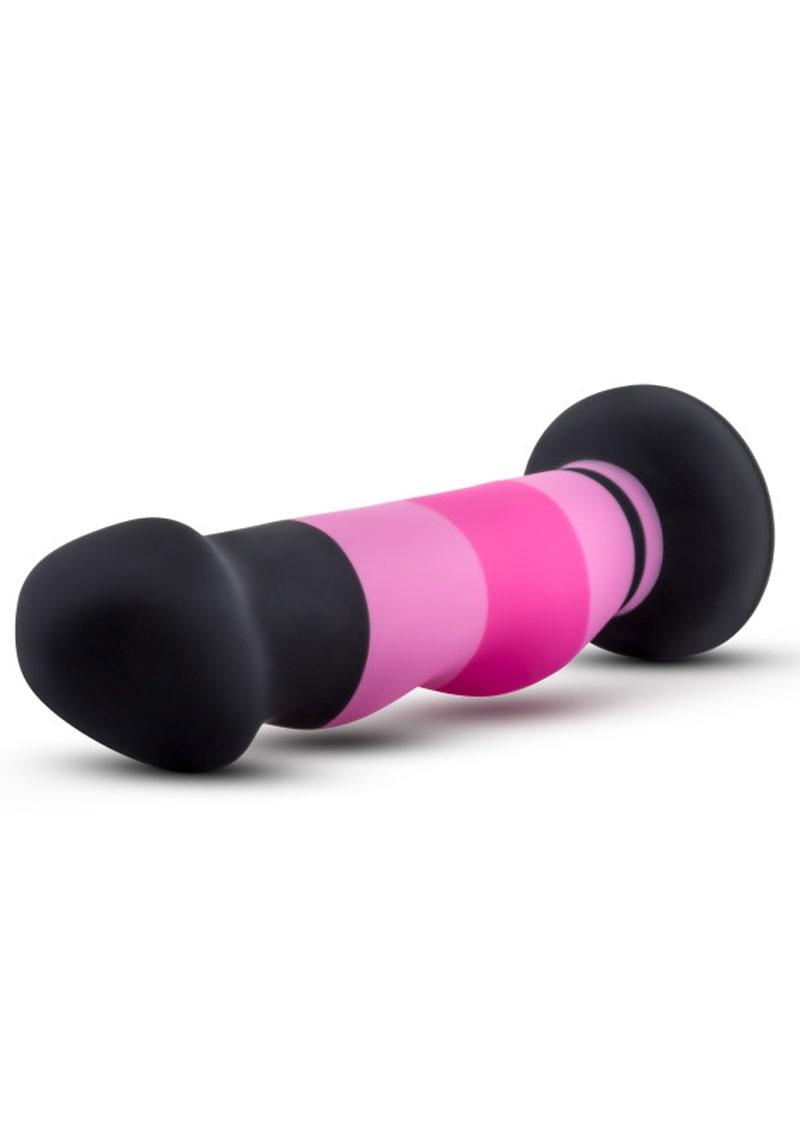 Avant D4 Platinum Cured Silicone Dildo Black And Pink 8 Inch