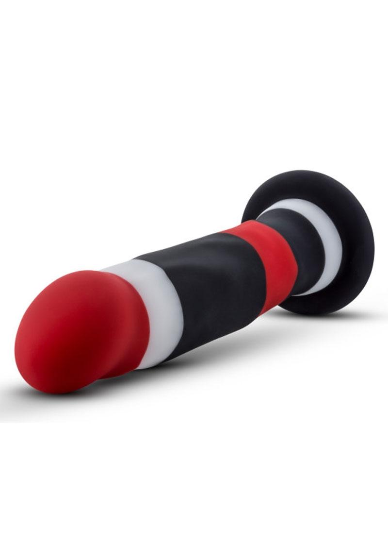 Avant D5 Platinum Cured Silicone Dildo Red White And Black 8 Inch