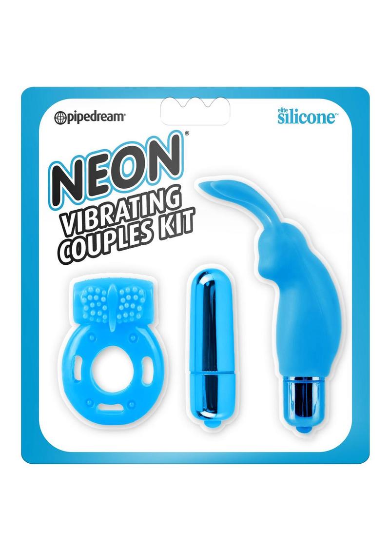 Neon Silicone Vibrating Couples Kit Blue