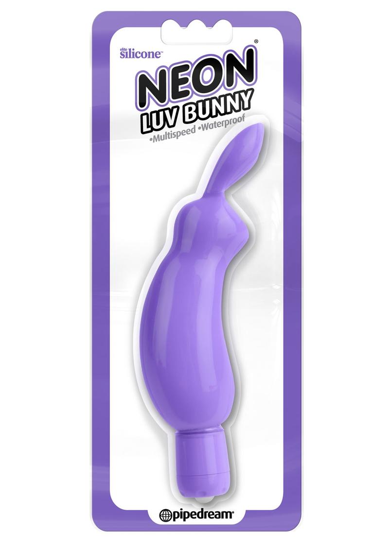 Estimulador de silicona neón Luv Bunny resistente al agua color morado