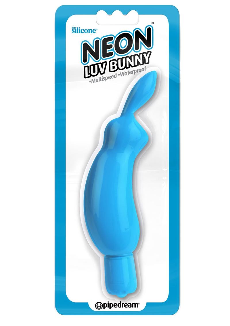 Neon Silicone Luv Bunny Stimulator Waterproof Blue