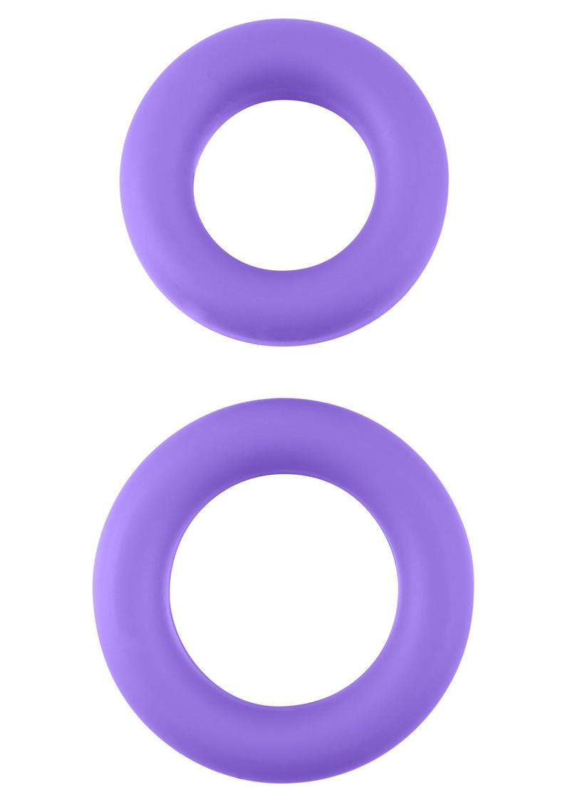 Neon Stretchy Silicone Cock Ring Set Purple 2 Each Per Set