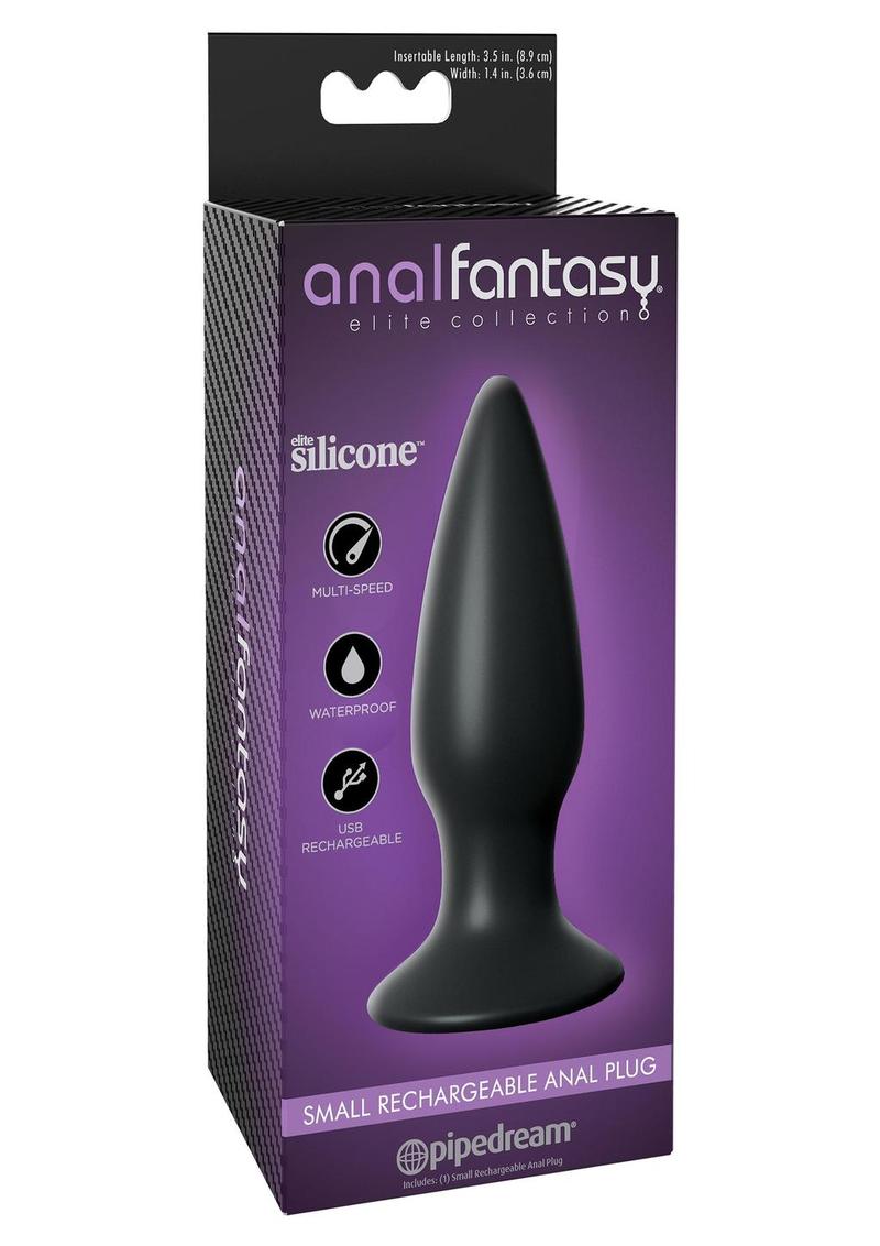 Anal Fantasy Elite Small Rechargeable Anal Plug Vibrating USB Waterproof Black 4.3 Inch