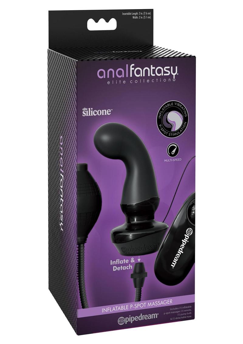 Anal Fantasy Elite Inflatable Silicone P-Spot Massager Black 4.9 Inch