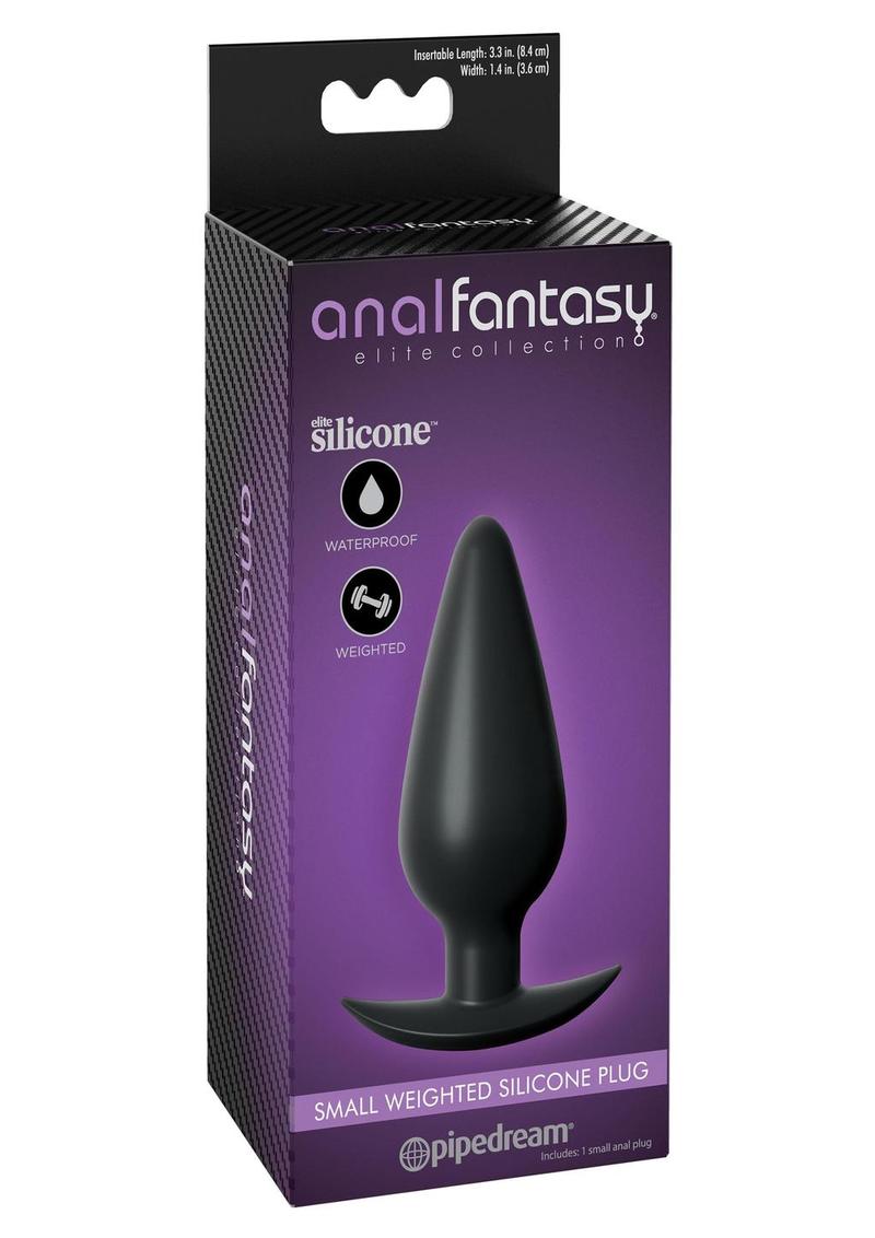 Tapón anal de silicona con peso, pequeño, resistente al agua, de la colección Elite de Anal Fantasy, color negro, 4,1 pulgadas y 4,4 onzas