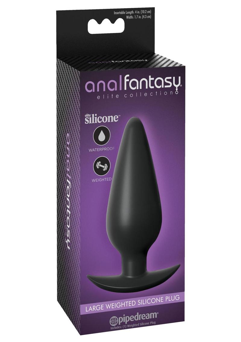 Tapón anal de silicona con peso de la colección Elite de Anal Fantasy, resistente al agua, color negro, 4,7 pulgadas y 5,8 onzas