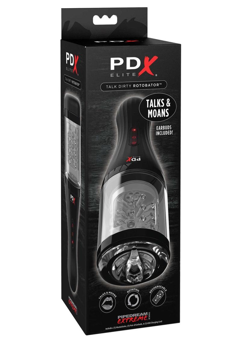 PDX Elite Talk Dirty Rotobator Rechargeable Masturbator Clear