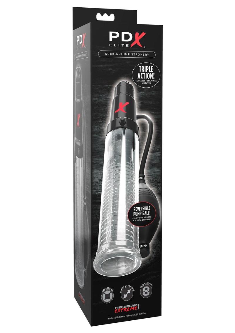 PDX Elite Suck-N-Pump Stroker Triple Action Pump