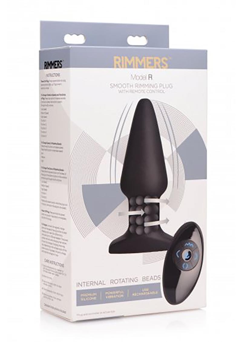 Tapón anal de silicona suave Rimmers Model R con control remoto inalámbrico, resistente al agua, color negro, 5,5 pulgadas