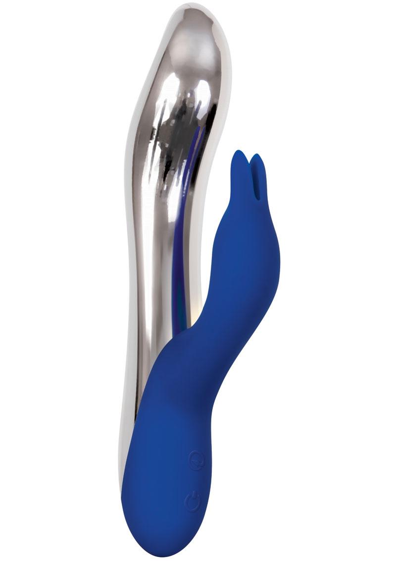 Conejo de silicona brillante Evolved Bunny resistente al agua, azul, 7,5 pulgadas