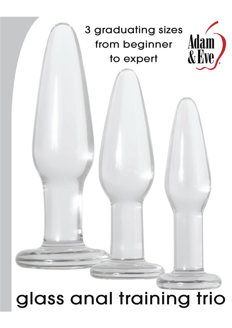 Adam and Eve - Glass Anal Training Trio Anal Plug Waterproof - Clear (3 Sizes per Set)